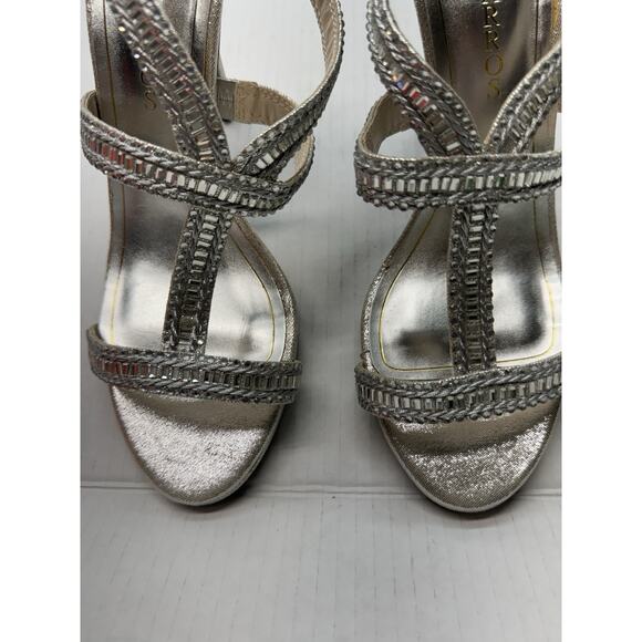 CAPARROS Dance Shoes Heels Sz 10 M Silver Formal Heel Sparkle Rhinestones NWB - Picture 2 of 8